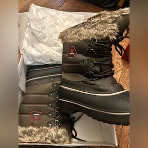 Brown Winter Boots with Faux Fur Trim